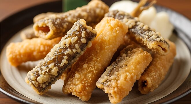 Delicious Fried Burdock Root - A Crispy Japanese Appetizer.