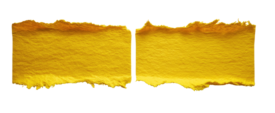 Two torn gold-yellow banners