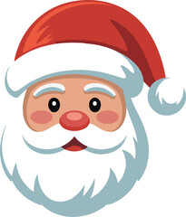 Cheerful santa claus face illustration in red hat on white background for holiday season joy