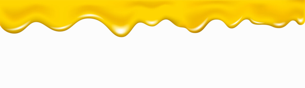 Honey flowing and dripping yellow liquid waves.