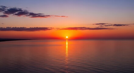 Fototapeta premium Serene sunset over calm ocean horizon capturing tranquility and reflection on remembrance day