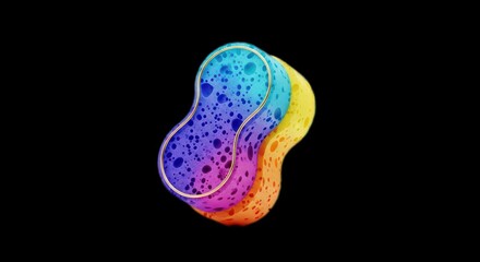 Vibrant Abstract Sponge-like Shapes on a Dark Background.
