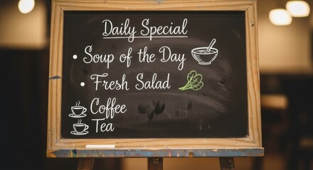 Small business saturday chalkboard menu display with daily specials for cafes and restaurants