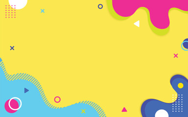 Colorful Abstract Memphis Background with Geometric Shapes on Yellow Design Template. Illustration vector 10 eps.