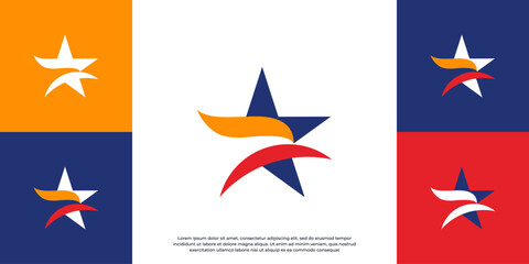 Creative bird and star logo design. This clean and professional design is suitable for companies, sports teams, or creative agencies.