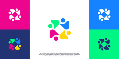 simple abstract people and human family logo design vector