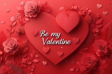 Romantic Valentine Card With Two Paper Hearts and Love Message