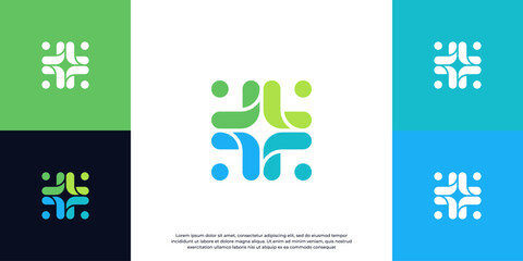 simple abstract people and human family logo design vector