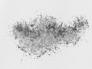 Abstract Black Splatter Watercolor Texture Paint on White Paper