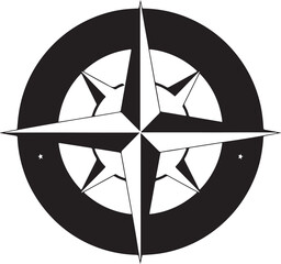 Black and White Compass Rose Nautical Navigation and Orientation Design
