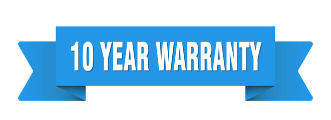10 year warranty ribbon isolated on transparent background. 10 year warranty ribbon