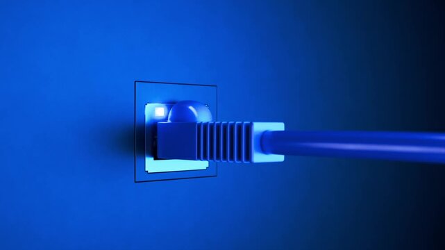 VPN DPI. Deep Packet Inspection. Internet blocking. Bypassing internet blocking. Blockchain technology concept.. Close-up of a modern internet switch with connected Ethernet cables.