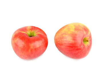 Two Fresh Red and Yellow Apples Isolated on White