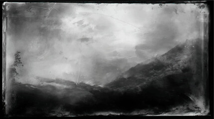 Vector illustration of an old monochrome scratched photograph worn edges