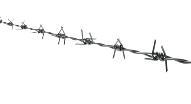 Section of Barbed Wire Fence Isolated PNG Cutout Transparent Background