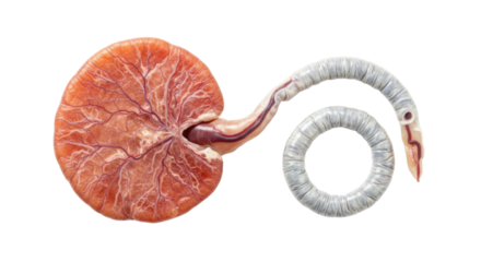 Human Placenta and Umbilical Cord Model Isolated PNG Cutout Transparent