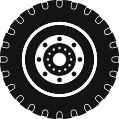 Scalable vector illustration of a truck tire and wheel rim icon for automotive and transportation design eps silhouette vector illustration white background