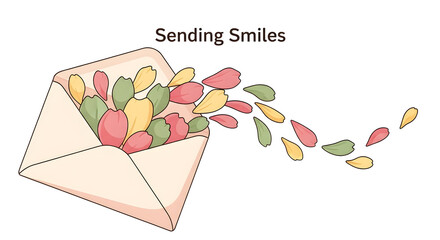 Overflowing Joy: Envelope Sending Colorful Petals