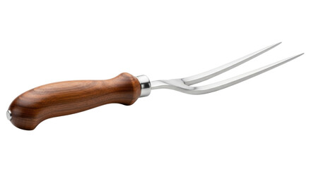 Obraz premium Two-Tine Carving Fork with Wooden Handle Isolated PNG Cutout Transparent