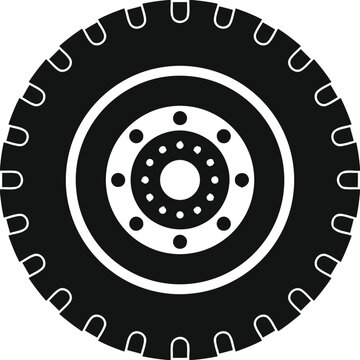 Scalable vector illustration of a truck tire and wheel rim icon for automotive and transportation design eps silhouette vector illustration white background
