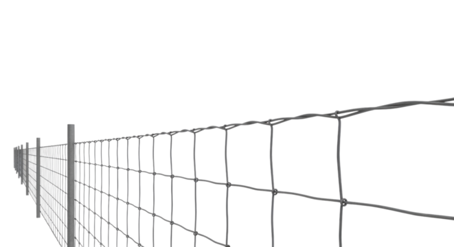Stretching Metal Wire Livestock Fence Isolated PNG Cutout Transparent
