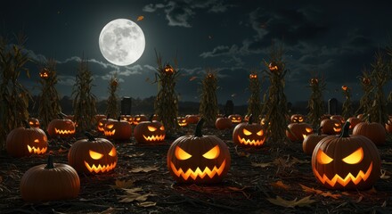 halloween background with pumpkin and bats