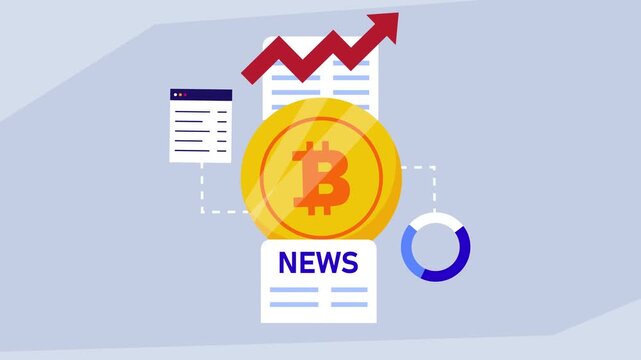 Cryptocurrency Market Growth and Positive Financial News Analysis for Bitcoin Investment cartoon animation