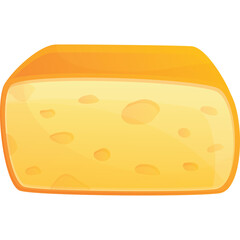 Close Up Of A Light Yellow Cheese Block With Visible Holes On A Transparent Background