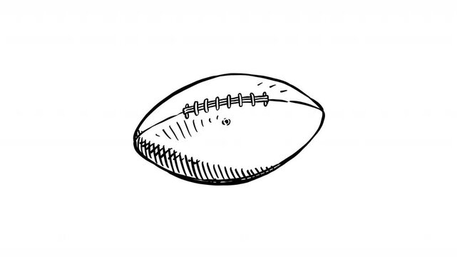 Hand drawn black and white football turning. 2d loopable animation