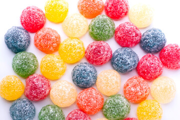 detail of colorful jelly beans in different flavors