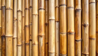 Vertical bamboo stalks tightly aligned in natural tan and golden tones.
