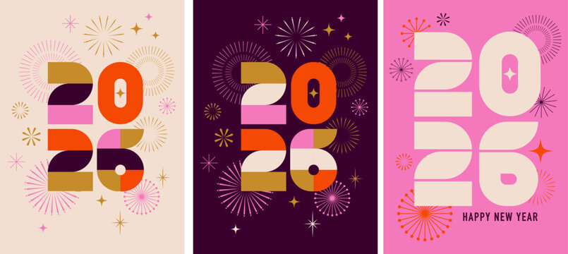 Colorful geometric New Year 2026 banner