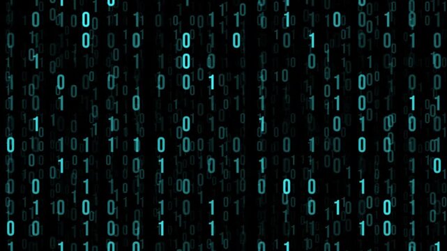 Glowing binary numbers move dynamically across a dark tech background. Ideal overlay for video editing, AI concepts, and digital marketing visuals.