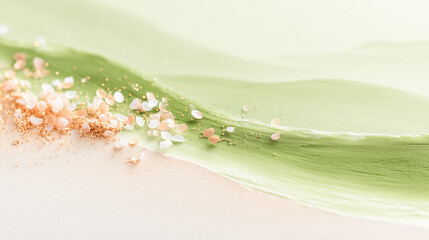 優しい抹茶色と輝く金の美容テクスチャー