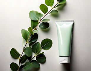 green leaves, minimal, white background, botanical, natural plant