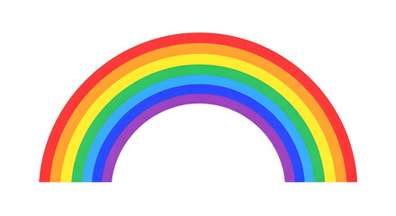 Simple, bright full-color rainbow arc with seven bands, isolated 