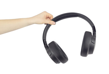 headphones in hand, concept to pass or discard headphones	