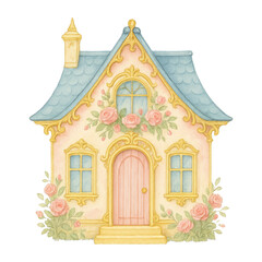 Obraz premium PNG Charming whimsical cottage illustration.
