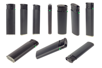 set of plastic lighter, round shape, isolated from the background