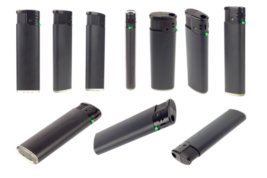 set of plastic lighter, round shape, isolated from the background