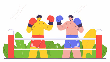 Professional Boxers in Action Illustration