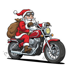 Fototapeta premium santa claus on motorcycle