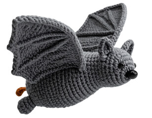  Adorable Knitted Wool Bat Doll with Spread Wings and Smiling Face