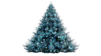 A hyper-realistic render of a perfect conical Christmas tree, symmetrical branches, sparkling with perfectly placed faceted crystal ornaments and laser-sharp 