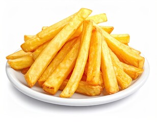 Golden French Fries on White Plate
