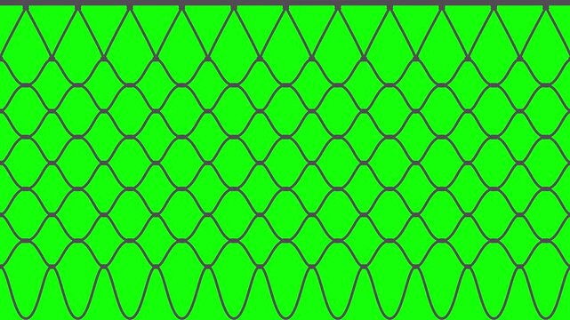 Seamless loop animation of a basketball hoop net. Sports texture on a green background.