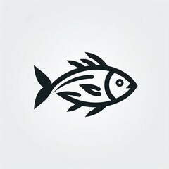 Obraz premium Sleek black fish logo design symbolizing aquatic life and fresh seafood, perfect for branding and culinary ventures.