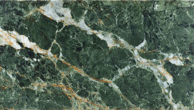 Elegant deep green marble texture featuring striking white calcite veins and specks for design use