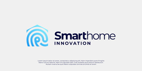 Home tech logo design, creative idea symbol technology.