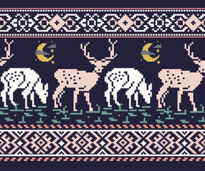 Animal pattern in geometric shapes, seamless horizontal design for fabric, clothing, decoration, background, wallpaper.